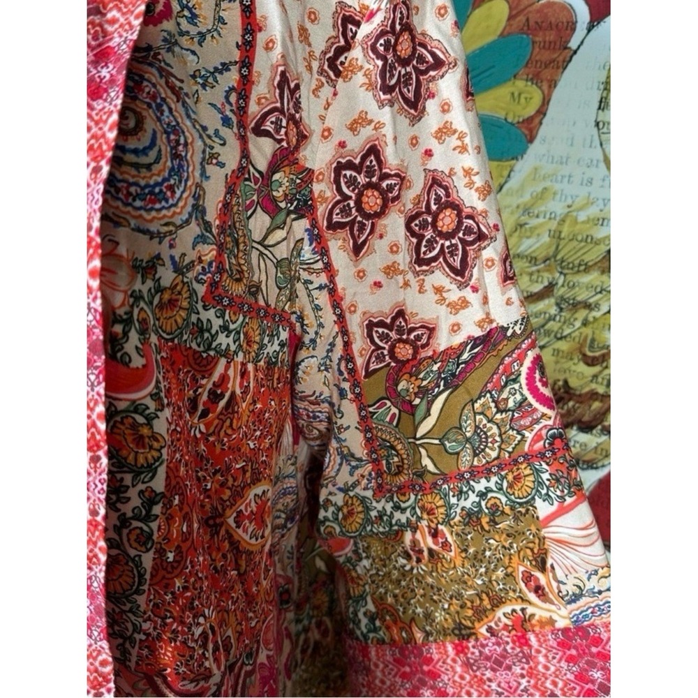 Floriana Cardigan Kimono Women's Large Boho Bohemian Floral Open Front - Picture 5 of 10